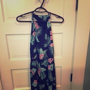 Hawaiian print calf length dress